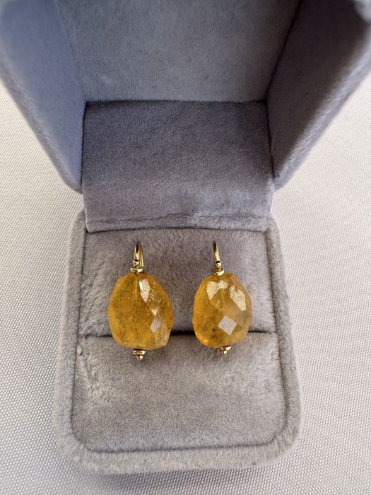 Cercei din aur 18 k Italia si citrin