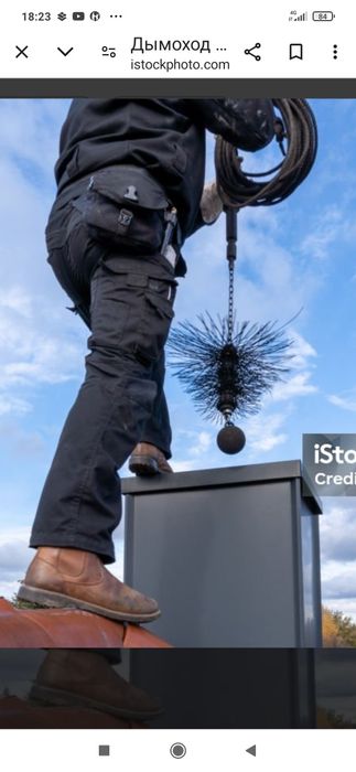 Чистка дымохода, труб печей шомполом.