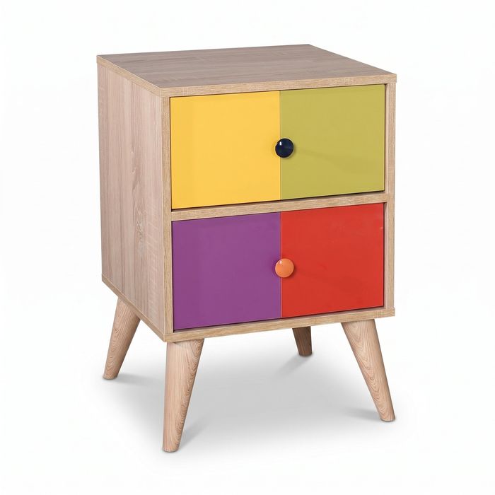 Noptiera Adore Rainbow, 2 sertare, Rainbow, Multicolor, 44x66x44 cm - Natur