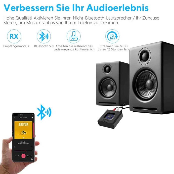1Mii ML201 Adapter for Stereo System, Bluetooth 5.0 Receiver