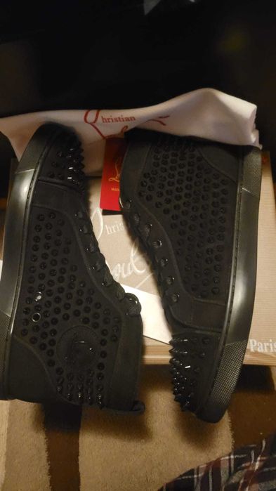 Sneakersi Louboutin High Negri - Calitate Superioara OFERTA