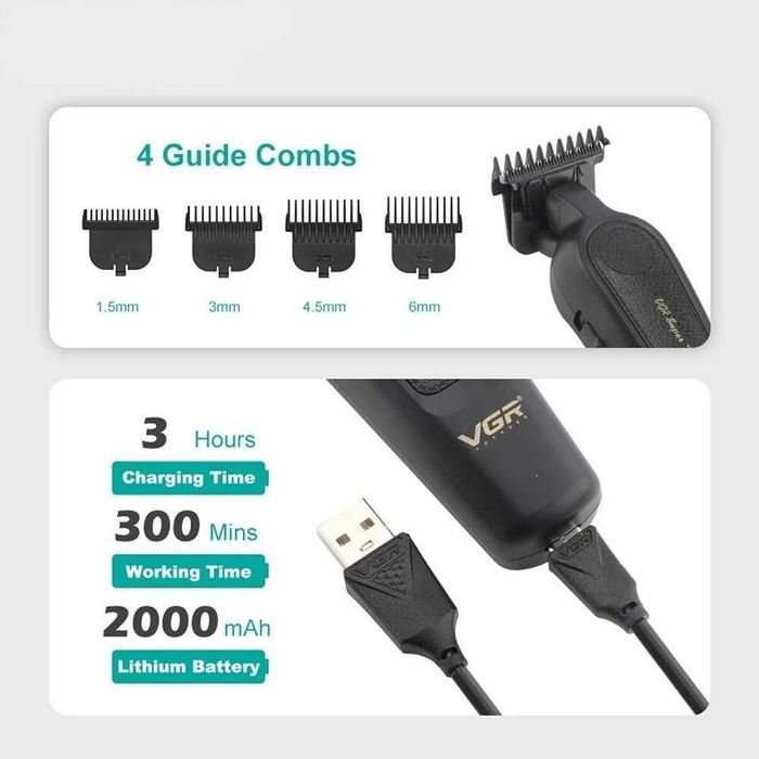 VGR V-995 – Тример за коса и брада с LED дисплей и 300 минути работа