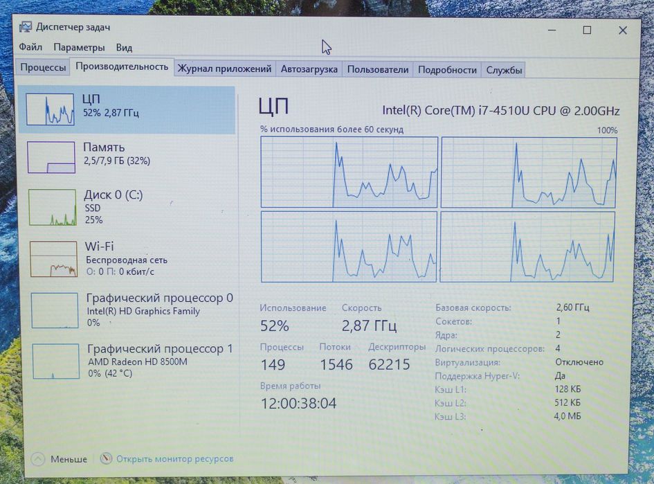Быстрый ноутбук Lenovo Core i7 SSD