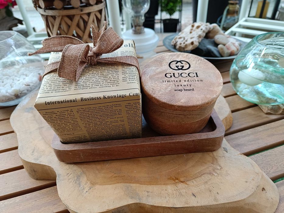 Set sapun barbierit de lux Gucci, sapun pasta + cutie din lemn mango