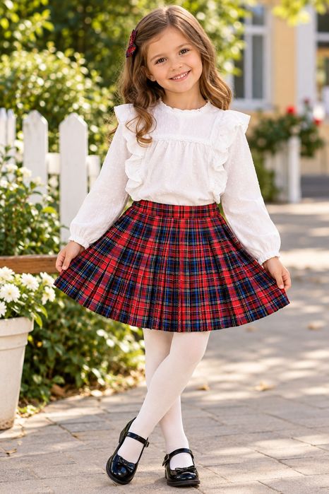 Compleu cu tricou si fusta pt scoala, marime 110