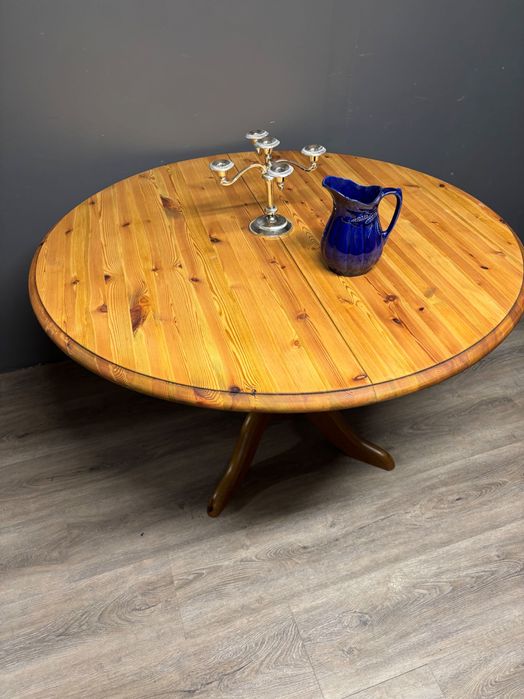 Masa rotundă lemn rășinoase extensibilă