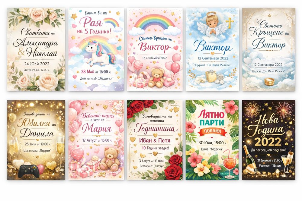 Ръчно изработени дигитални и хартиени покани