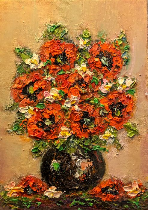 Pictura in ulei - Flori de mac