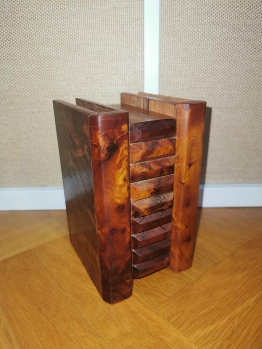 Кутия пъзел за бижута от спец. дърво Барлд Burled Wood  Франция 1970 г