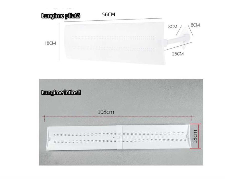 Protecție aer condiționat anti-curent – direcționează aerul rece/cald, reglabil, universal, deflector aer conditionat