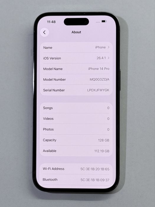 iPhone 14 Pro Purple 92% battery