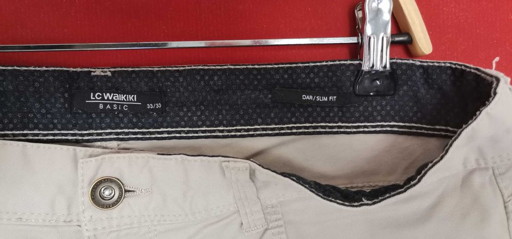 Pantaloni blugi barbati LC Waikiki mar 33/33 slim fit crem impecabili