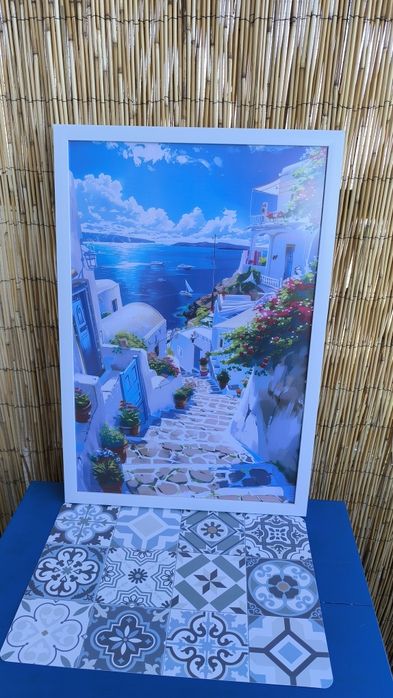 Картина с бяла рамка средиземноморски пейзаж