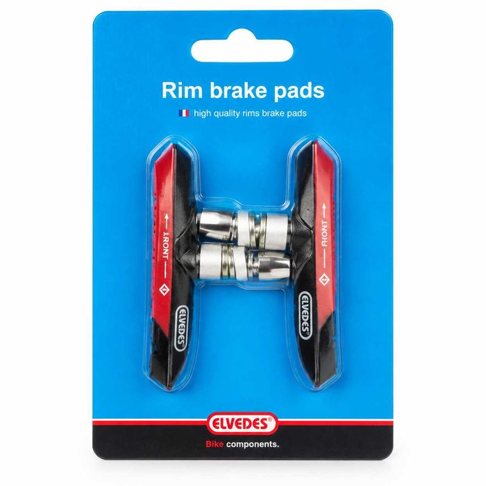 Гумички за V-Brake спирачки ELVEDES, Двукомпонентни, Черно-червени, 72 мм, Комплект