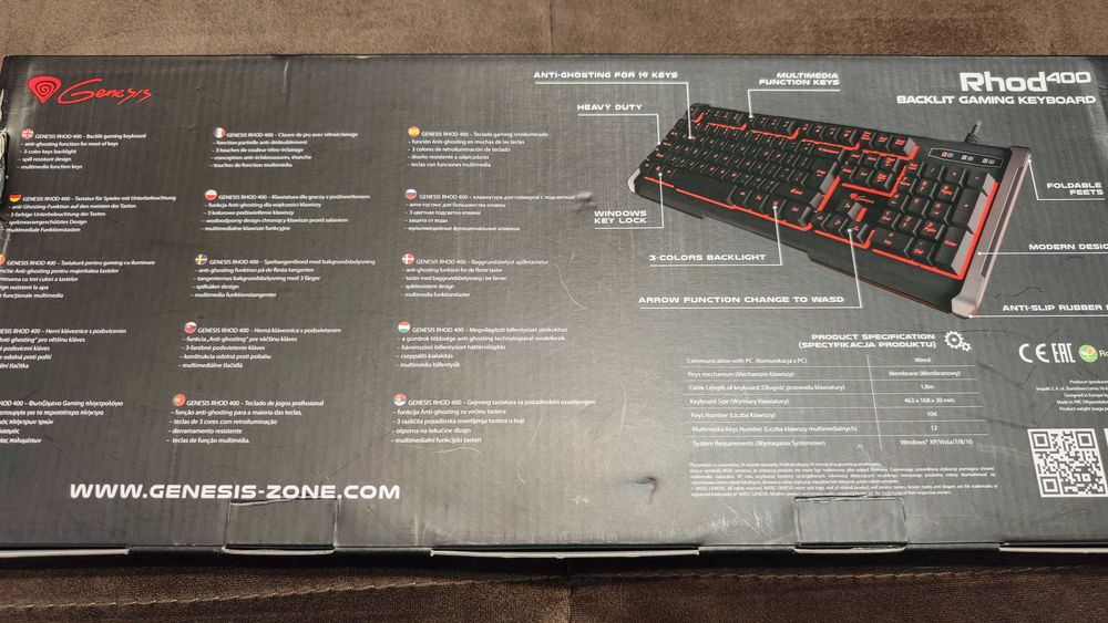 Клавиатура Genesis RHOD 400 - подсветка в 3 цвята