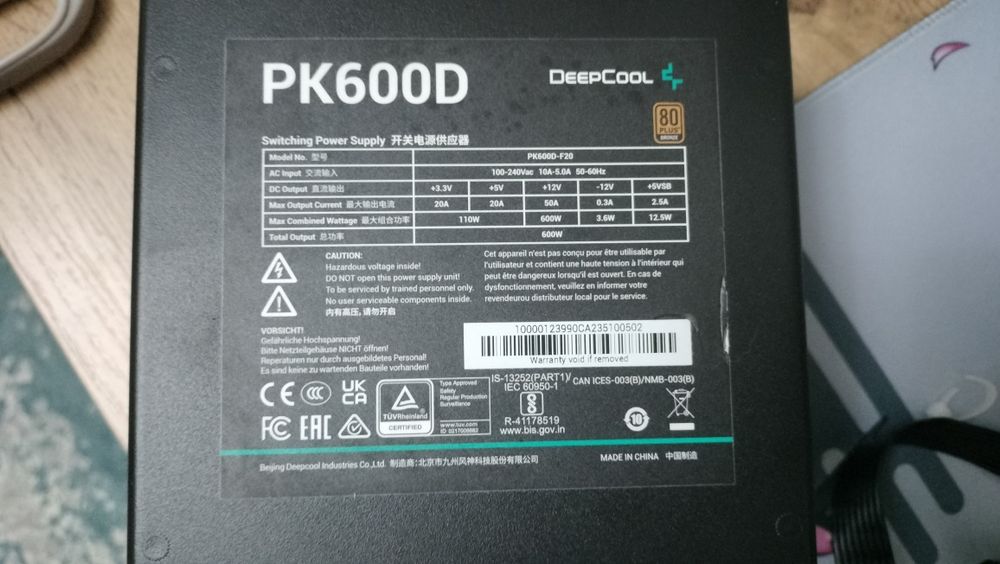 Блок питания Deepcool R-PK600D-FA0B-EU 600 Вт