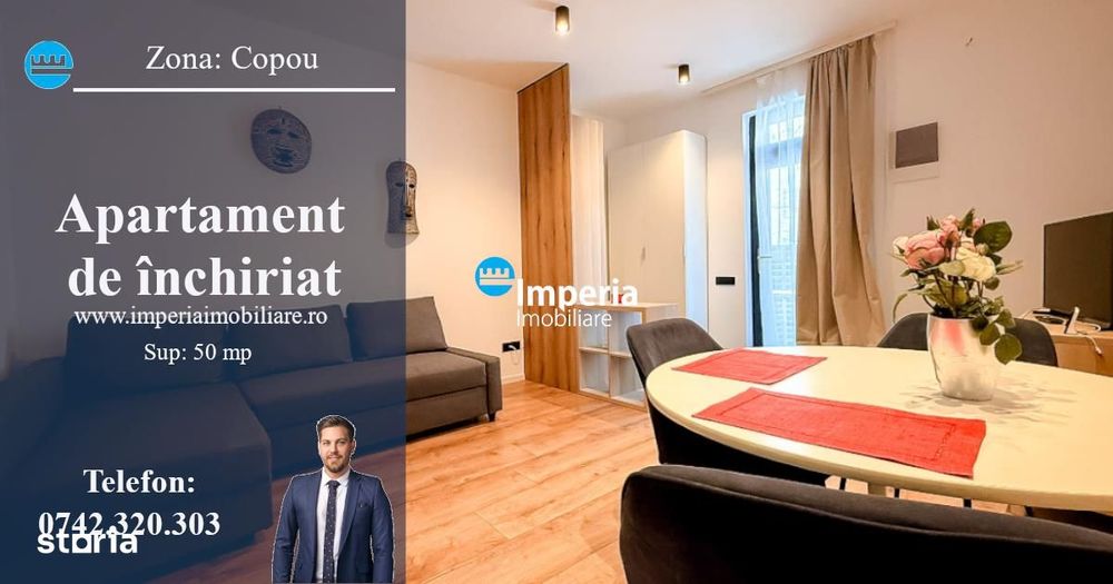 Apartament 2 cam, open space, de inchiriat zona Copou — fotografia 1