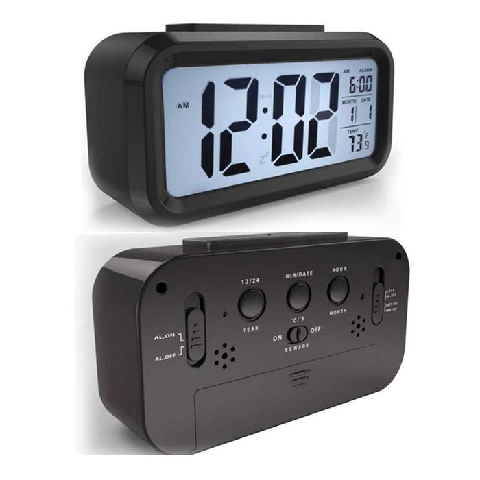 Ceas digital LCD, iluminare, alarma, termometru, calendar