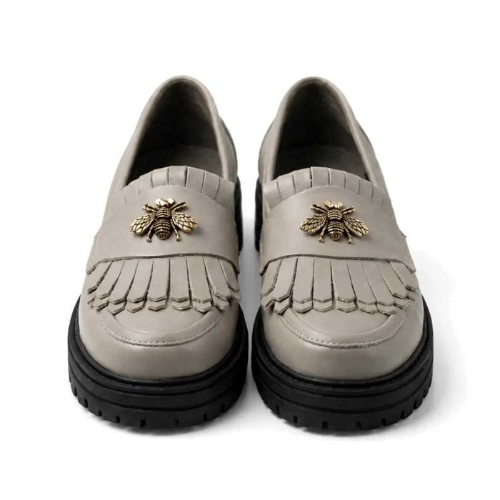 Pantofi casual damă Bee Grey NUB-8874 din piele naturală – Gri-bej