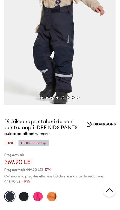 Pantaloni DIDRIKSONS Idre 100% Waterproof, salopeta iarnă, schi nr 130