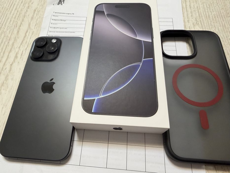 iPhone 16 Pro Max Black titanium , в гаранция до 09.12.2026,94% batt
