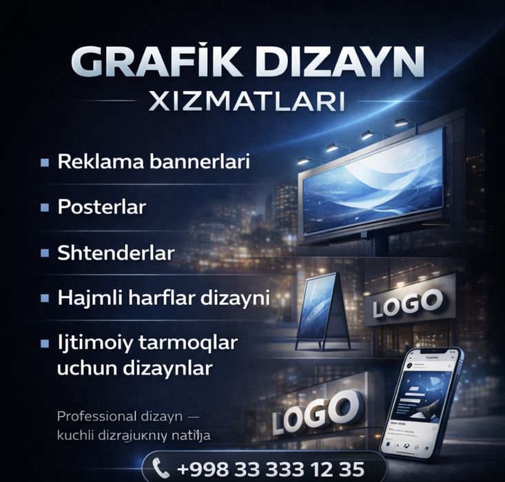 Grafik dizayner xizmatlarini taklif etamiz