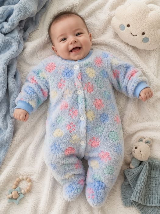 Тёплый комбинезон для малыша 1-2 месяцев