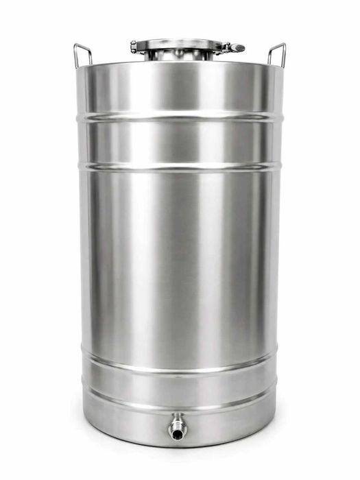 Butoi INOX 105 L cu capac clamp si garnitura, cadou robinet din INOX