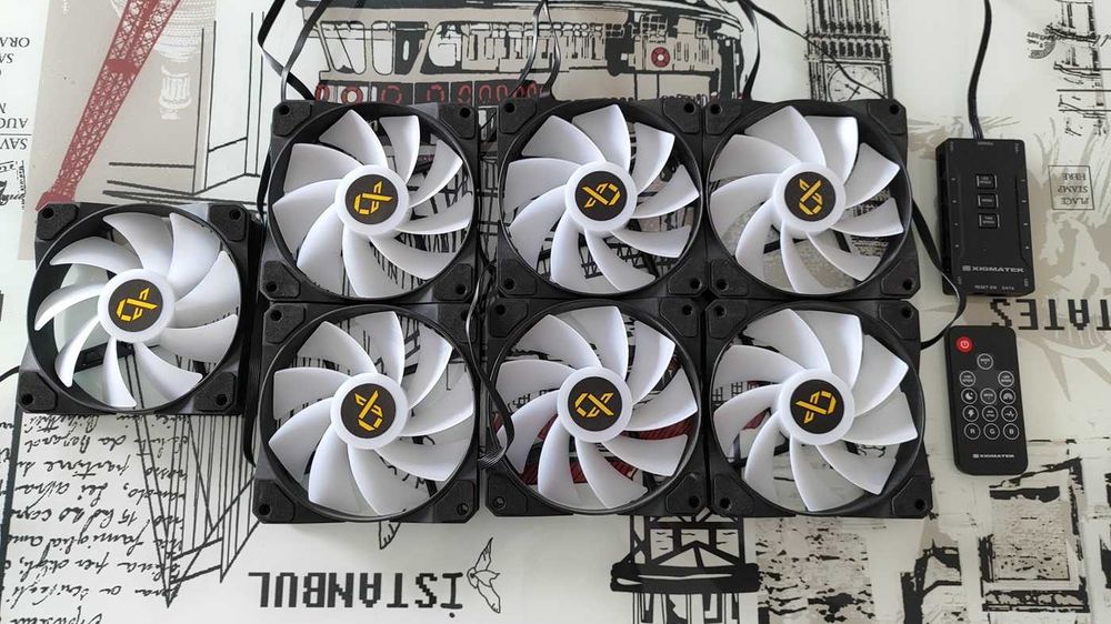 Продавам 7 ARGB вентилатора плюс хъб и дистанционно
