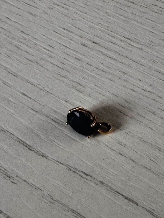 Set aur 14K cu safir sintetic - inel + cercei + medalion 7gr