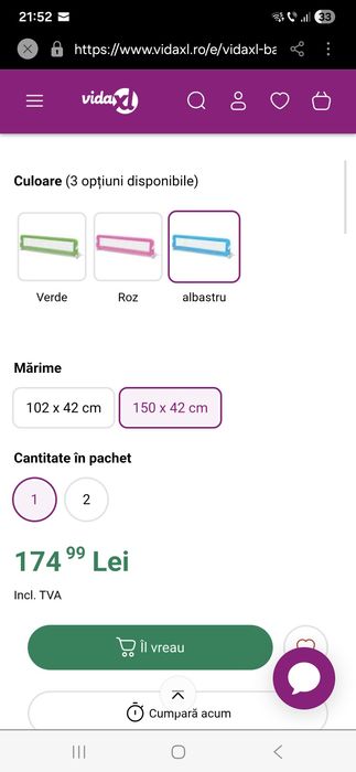 Balustrada de siguranță pentru pat 150×42 cm