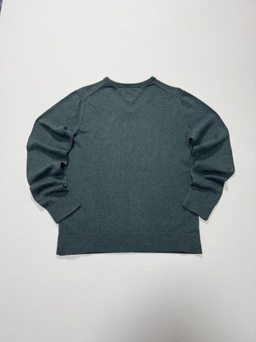 Pulover cu guler in V Tommy Hilfiger green