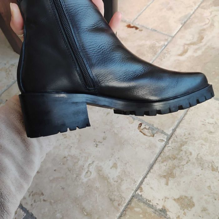 Стилни дамски високи ботуши, естествена кожа, размер 40