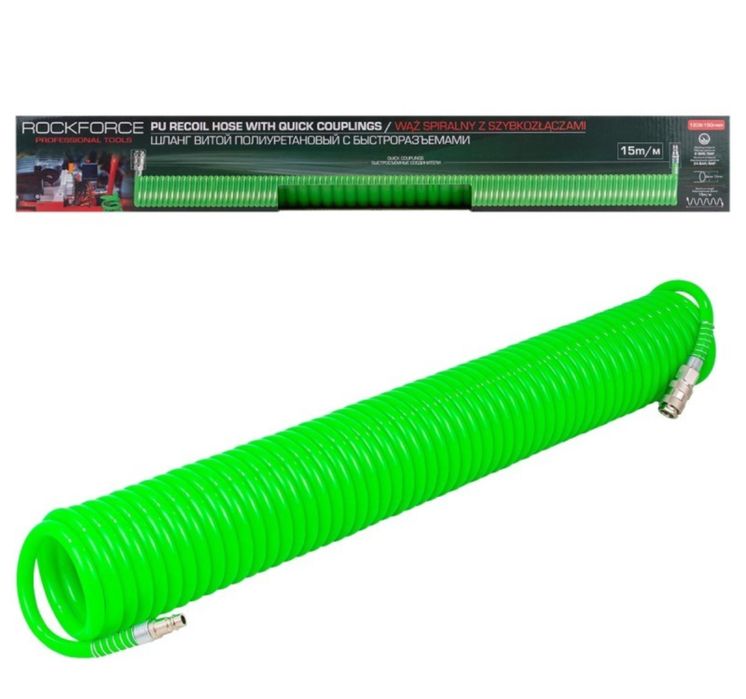 Полиуретанов спирален маркуч за въздух с бързи връзки