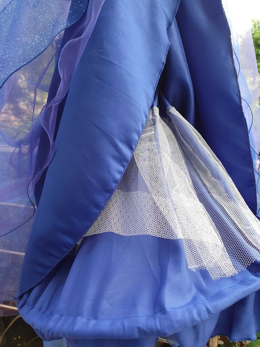 Rochie ocazie 4 / 5 ani, albastra, crinolina, strasuri, nunta, botez
