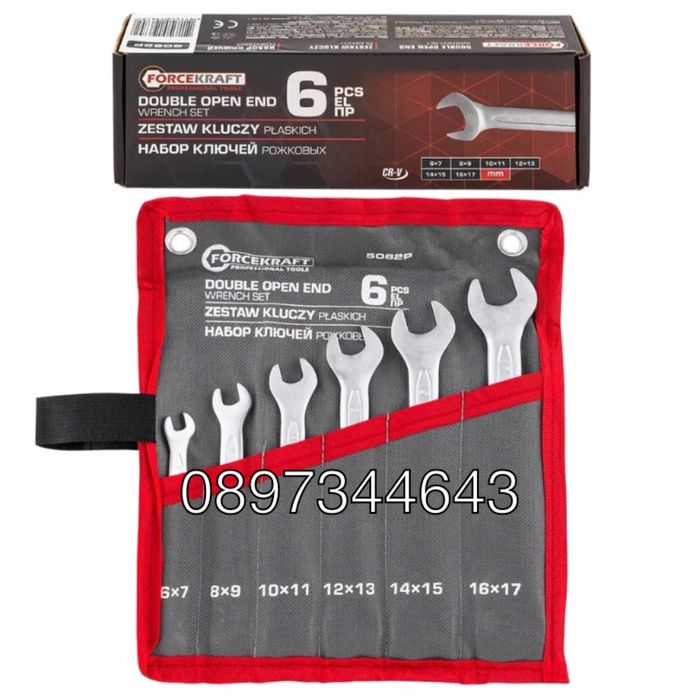 Гаечни ключове FORCEKRAFT комплект 6 части, 6–17 мм