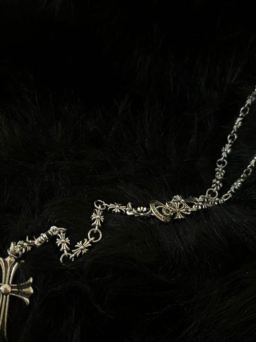 Lant Chrome Hearts Rosary Cross Pendant Chain reglabil