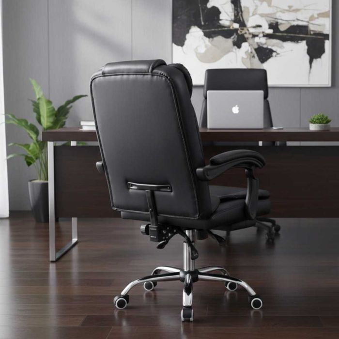 Ергономичен офис стол с лумбална опора от еко кожа – часове без болки