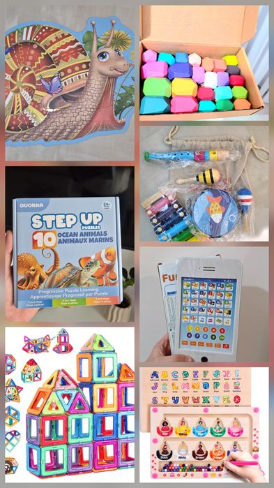 Jucării copii 2+ ani – puzzle, Montessori, cuburi magnetice