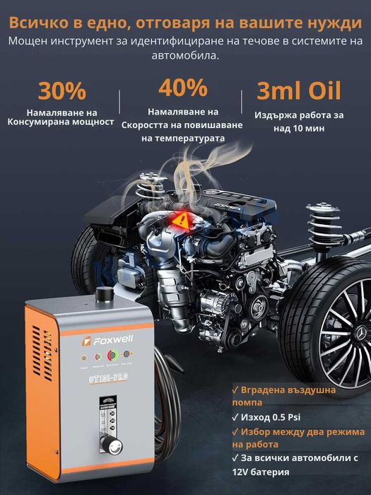 Пушек Машина/ДимоГенератор за Откриване на Утечки с Дим/Пушек FOXWELL