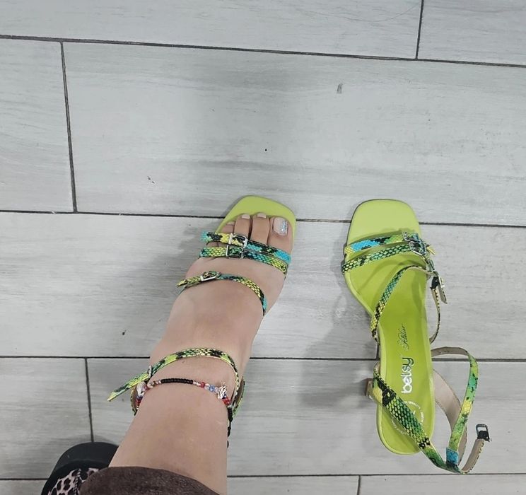 Sandale piele ediție limitata aboutyou animal print, verde deschis, al
