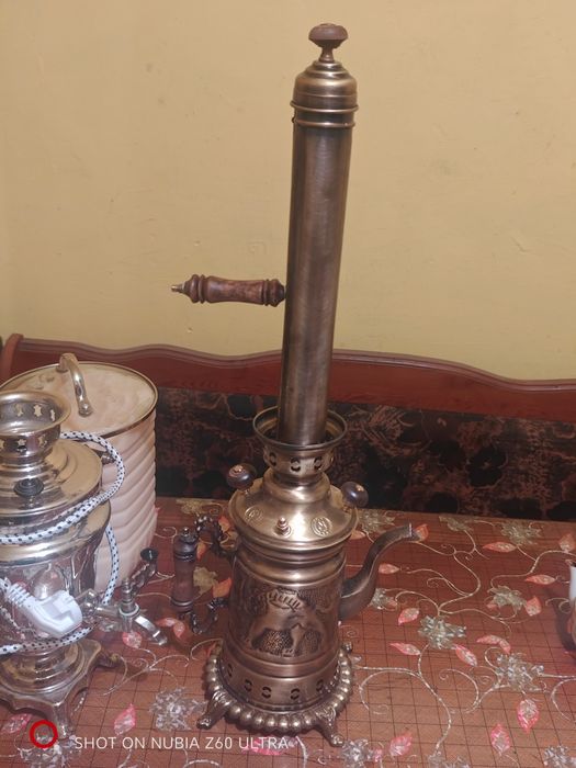 Персидский дровяной чайник 1л из латуни с трубой