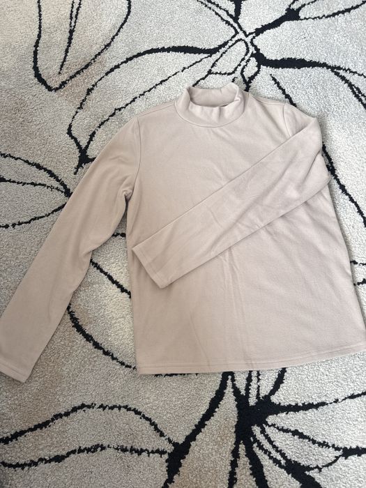 Дамска ежедневна едноцветна поларена тениска с яка стойка