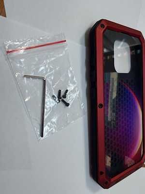 Carcasa iPhone 16 Pro Alu. total protectie, 100%, pe rosu 39 lei
