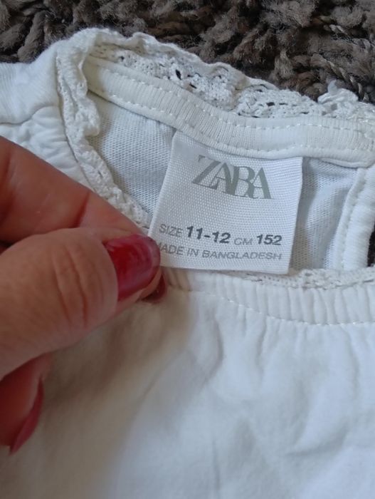 Bluză albă cu dantelă Zara 152 cm