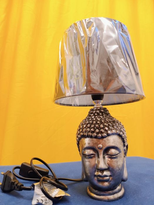 Lampa ceramica cu abajur textil Buddha