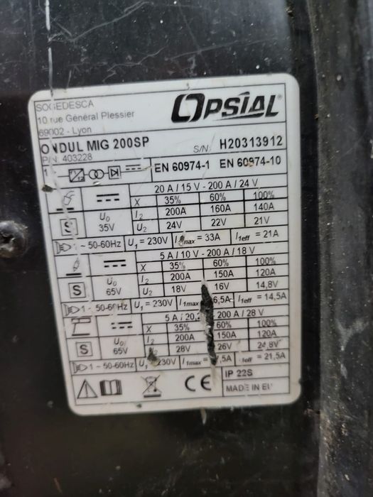 Aparat sudura Opsial Ondul MIG 200SP