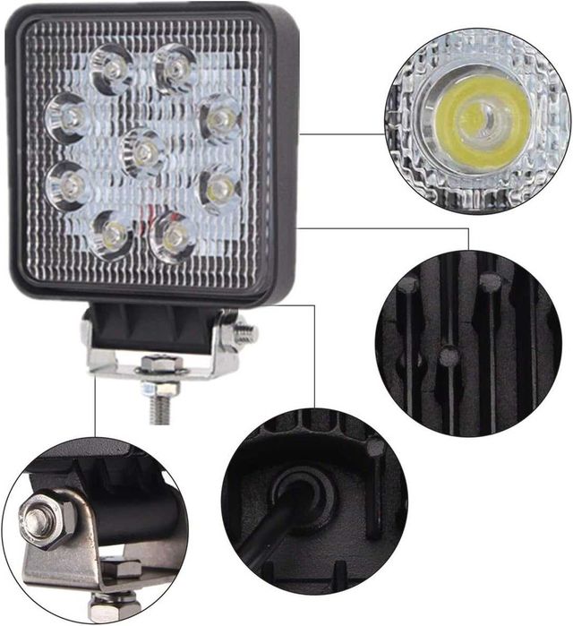 27W LED Диоден халоген 9 диода - 12/24V