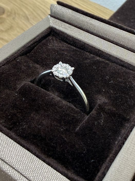 Inel Teilor aur alb 18K cu diamante 0.2ct marime 54 certificat