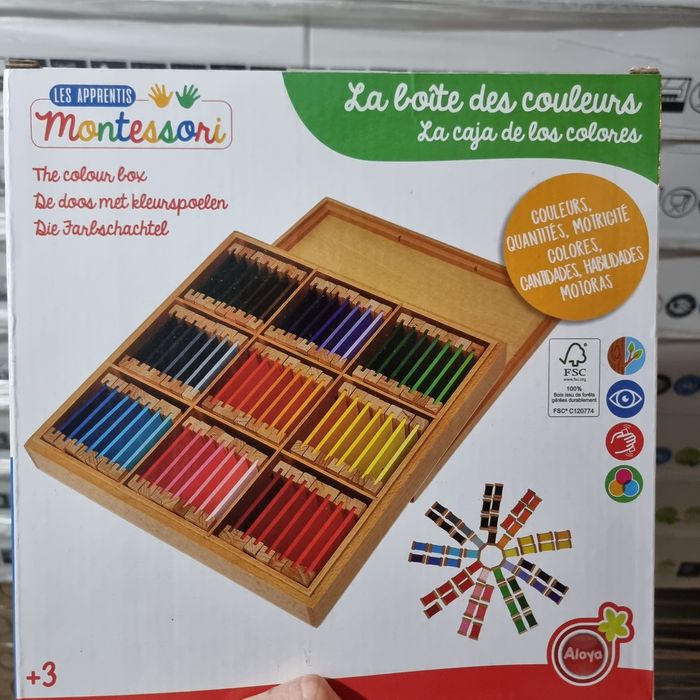 Montessori cutie de culori de lemn